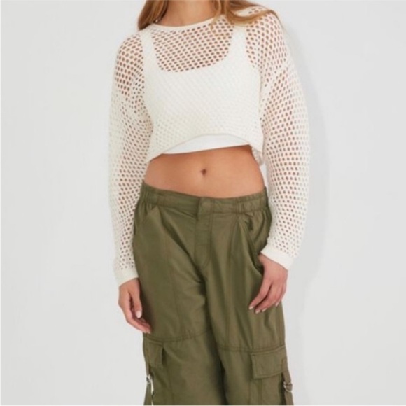 Garage Open Knit Cropped long sleeved sweater - Picture 1 of 5